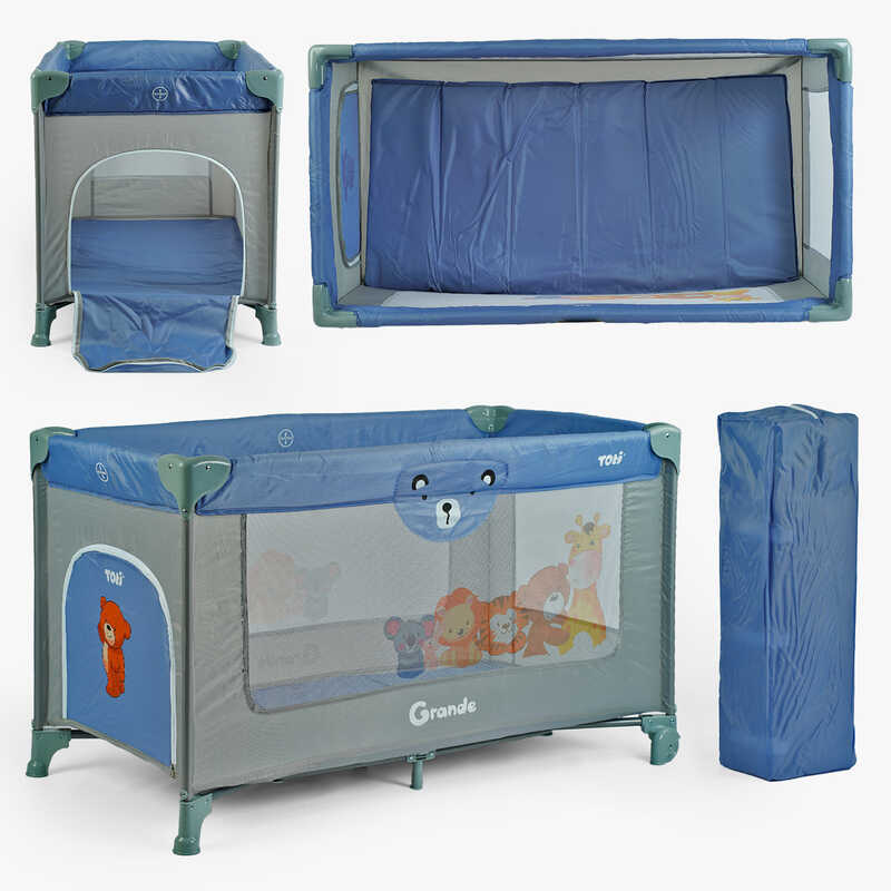 Ліжко-манеж Toti T-04011 (1) колір сірий, розмір 126x65x75 см, в коробці