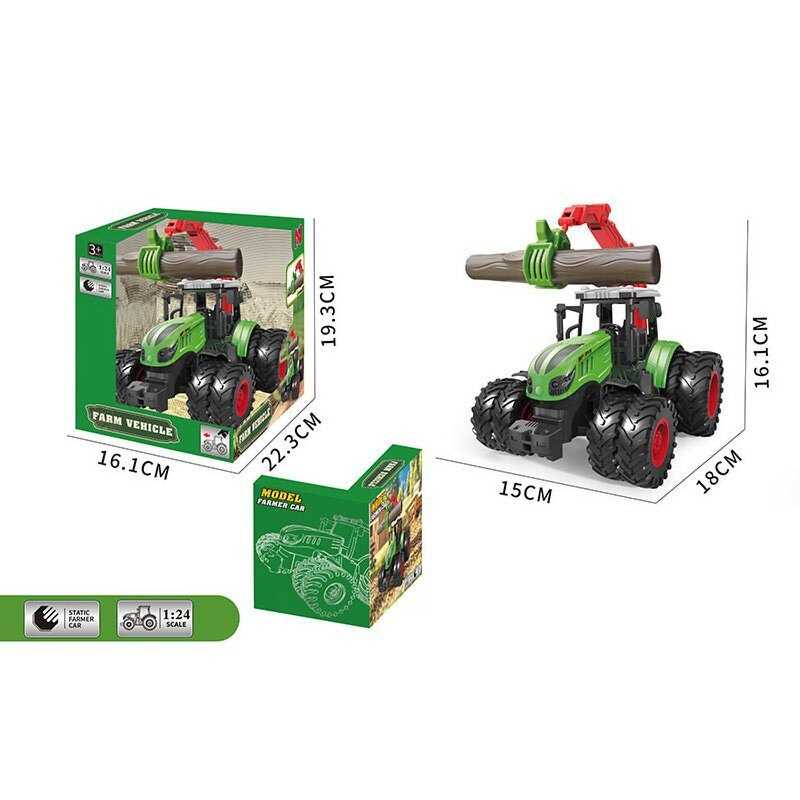 Трактор 99-76 B (32) масштаб: 1:24, гумові колеса, маніпулятор, брусок, в коробці