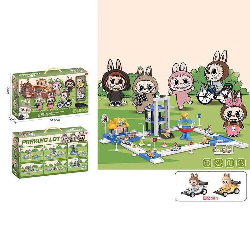 Трек 111-480 D (24/2) 2 машинки, 3 рівні треку, механічний ліфт, герої, в коробці