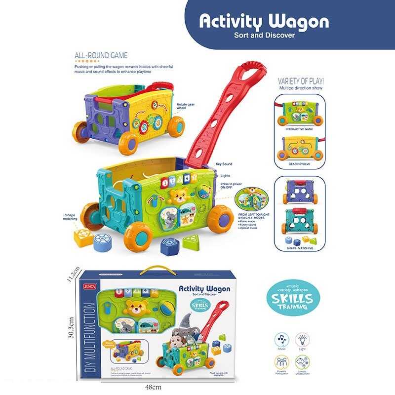 Музична каталка RJ 6829 (16) бізіборд, звук, музика, піаніно, підсвічування, пальчикові ігри, сортер, тріскачка, в коробці