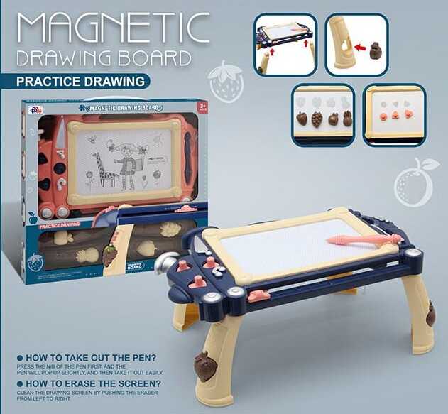 Столик для малювання CJ 6001-1 PM (48/2) "Локомотив", магнітна дошка, штампи, в коробці