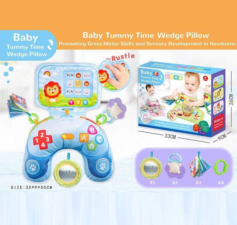 Розвивальна подушка 711 (48) шелесткі елементи, брязкальце, люстерко, м’яка книжечка, гумовий прорізувач, в коробці