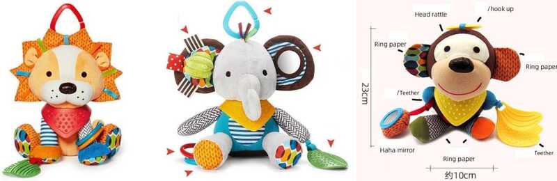 Брязкальце C 75359 (100) мелодія вітру, гумові прорізувачі, шелесткі елементи, середня висота 20 см, в пакеті, ВИДАЄТЬСЯ МІКС ВИДІВ