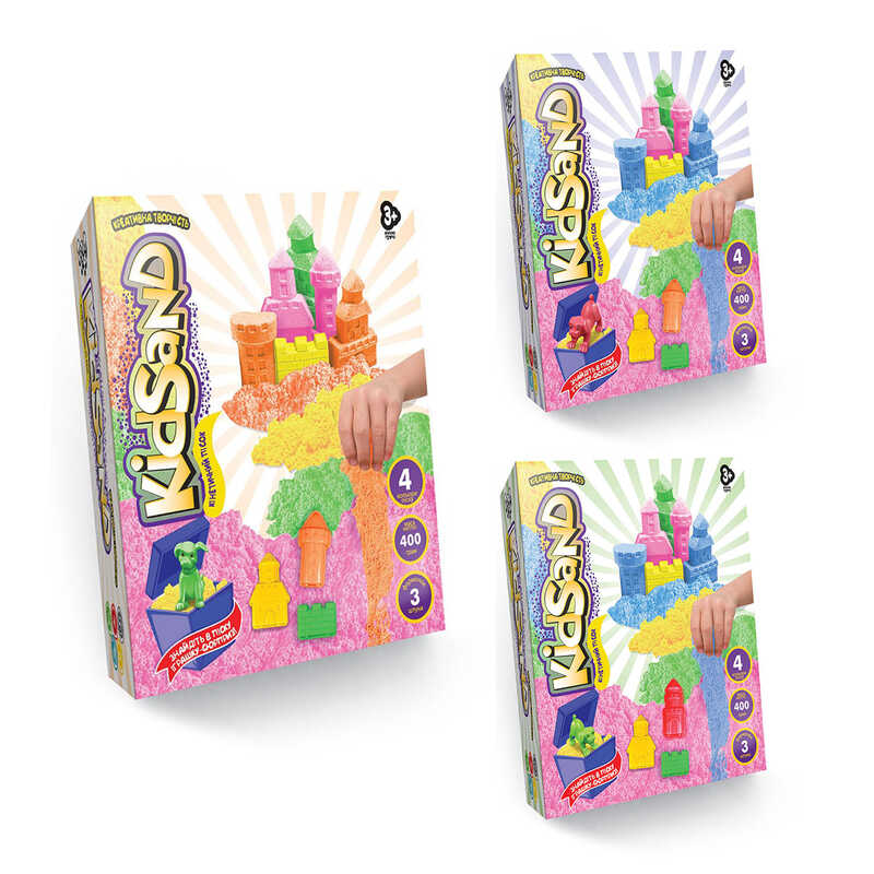 гр Кінетичний пісок "KidSand" 400г KS-04-01U,02U.03U (16) "Danko Toys"