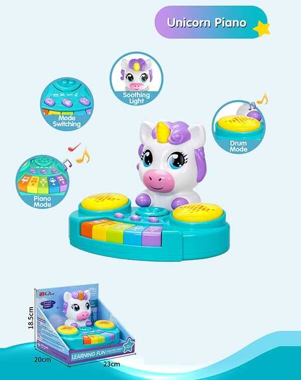 Піаніно 35869 A (16/2) барабан, 4 музичних інструменти, звуки тварин, мелодії, підсвічування, в коробці