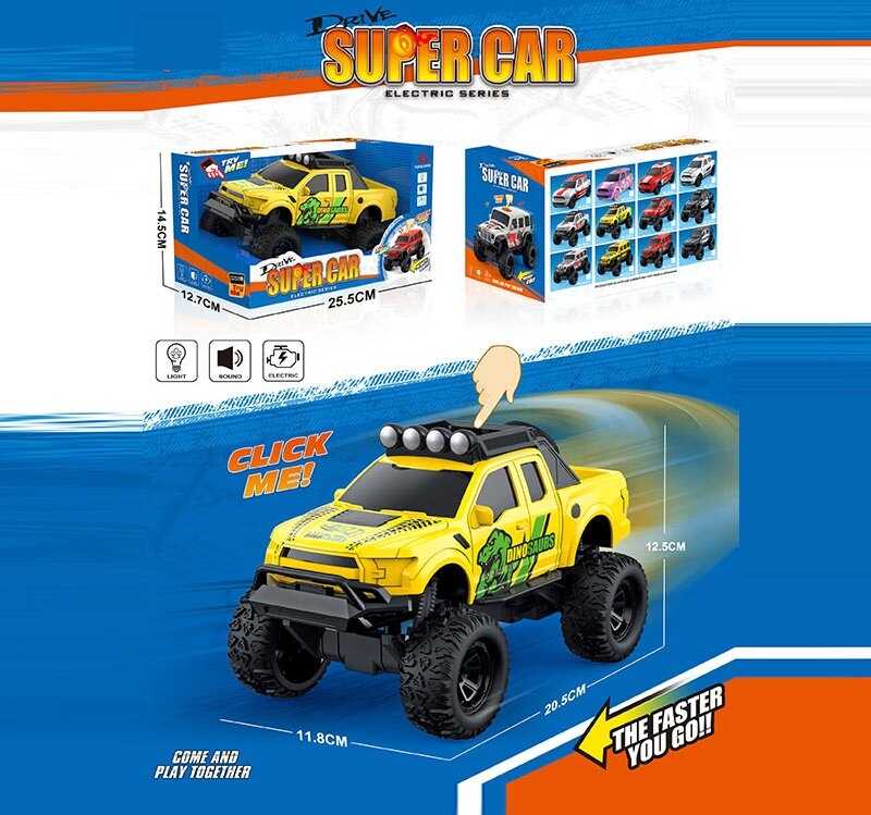 Машина музична E 25-6 (60/2) світло, звук, їздить вперед та назад, гумові колеса, масштаб 1:18, в коробці