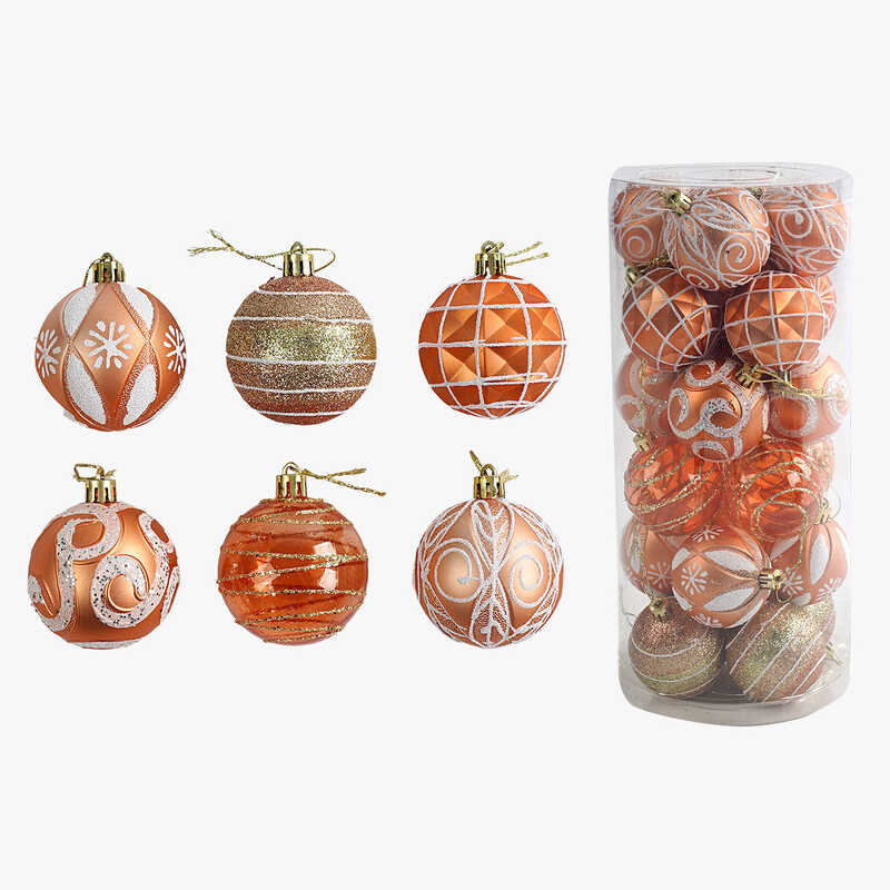 Новорічні прикраси C 67619 (32) 24 штуки, кульки, D = 6 см, у слюді