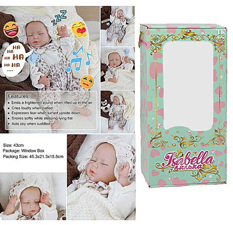 Пупс QM 24007 A (12) "TK Group", функціональний, датчик руху, звуки: сміх, плач, засинає, висота: 42 см, гумовий, озвучені репліки англ. мовою, аксесуари, в коробці