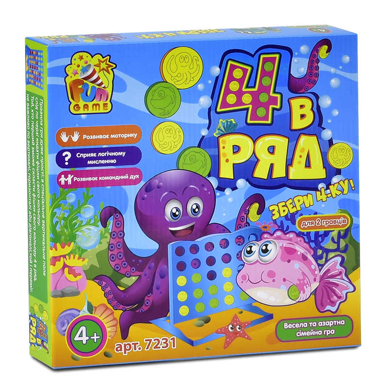 гр Настільна гра "4 в ряд" 7231 (12) "4FUN Game Club", в коробці
