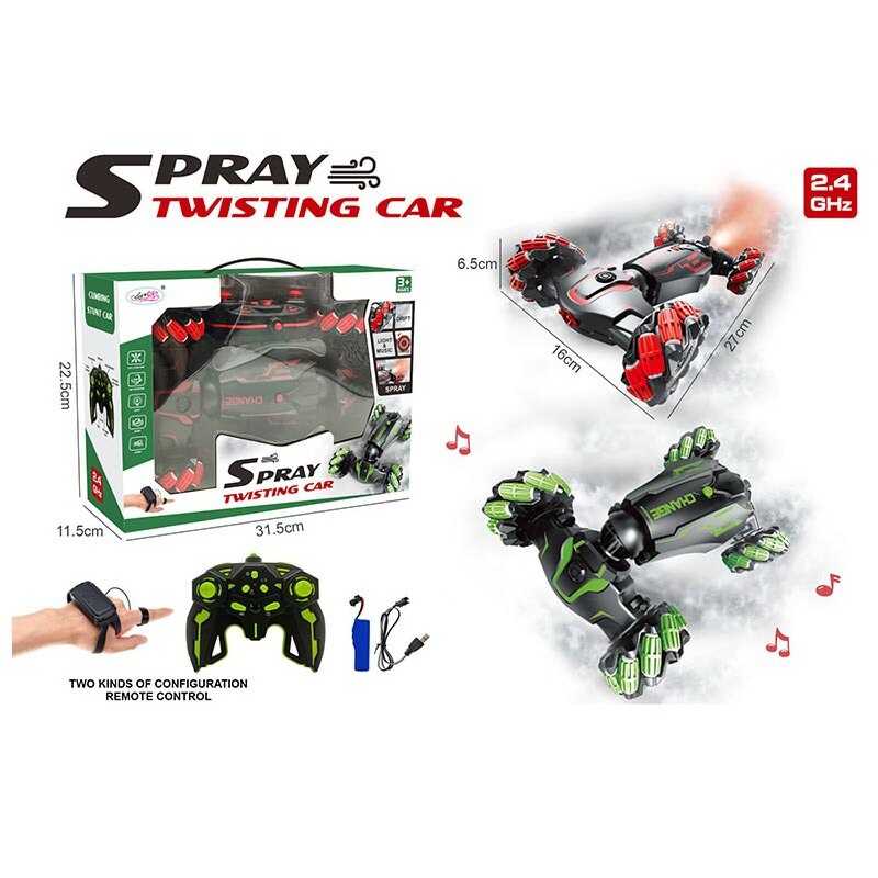 Машина на радіокеруванні DY 987 T19 (24) 2 кольори, звук, підсвічування, мелодії, роликові колеса, акум. 3.7 V, пульт 2.4G, браслет, USB-кабель, парогенератор, в коробці