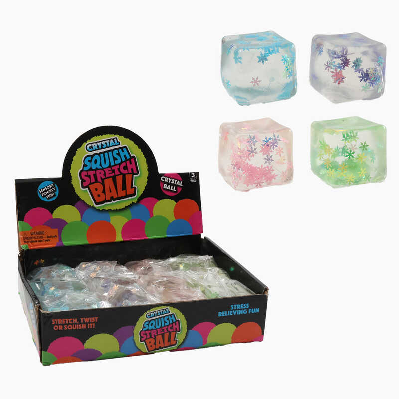 Гра антистрес C 68820 (24) ЦІНА ЗА 12 ШТУК В БЛОЦІ, "Кубик", розмір 5х5х5 см, гелеве наповнення, блискітки, в коробці