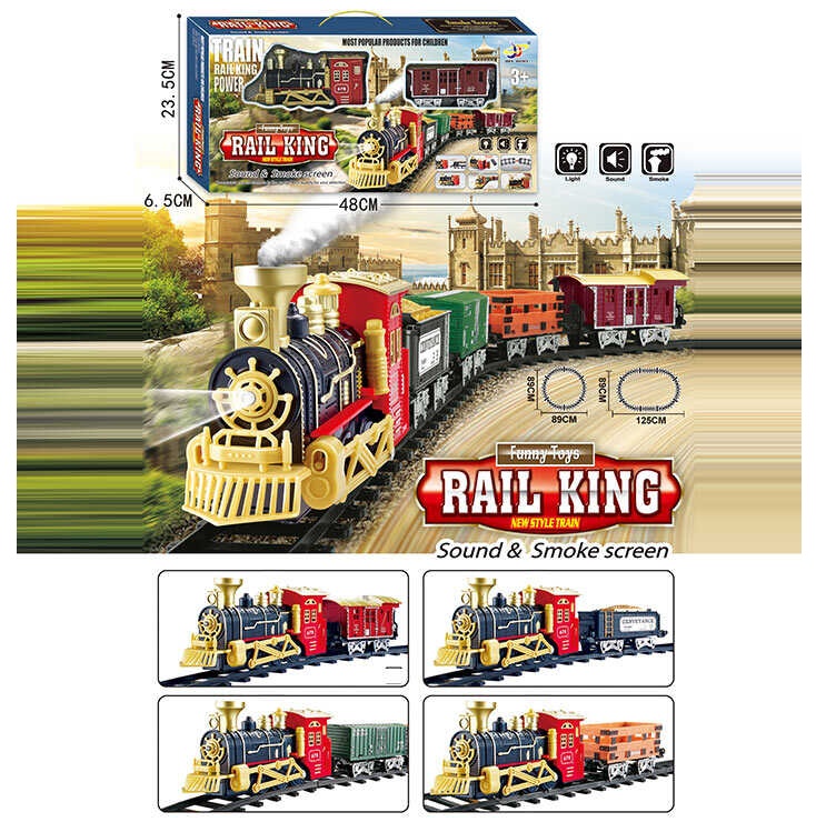 Залізниця 6678-16-19 Залізниця 6678-16-19 , локомотив, вагон, звуки, підсвічування, парогенератор, муляжі оточення, в коробці