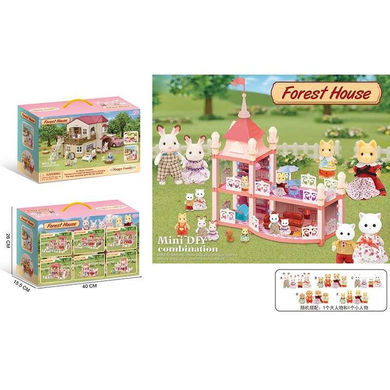 Будиночок 111-434 E (24/2) 2 флоксові тварини, підсвічування, меблі, в коробці