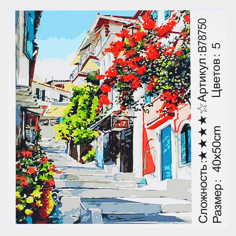 Картина за номерами + Алмазна мозаїка B 78750 (30) "TK Group", 40х50 см, "Італійське місто", в коробці