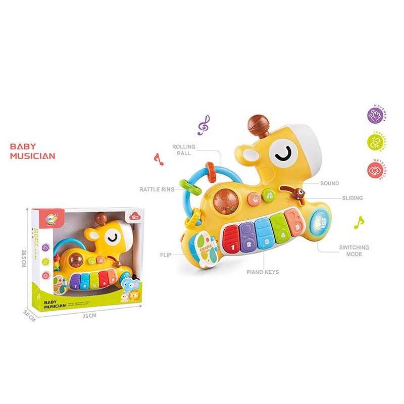 Піаніно 503-44 (72/2) звуки, мелодії, піаніно, барабан, підсвічування, брязкальце, тріскачка, намистини, в коробці