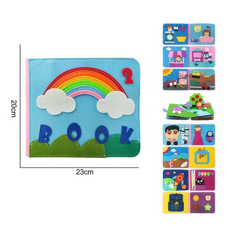 М'яка книжка-бізіборд 25070 (40) фетр, розмір 23х20 см, сюжетні ігри: космос, ванна, будівництво, липучки, форми та цифри