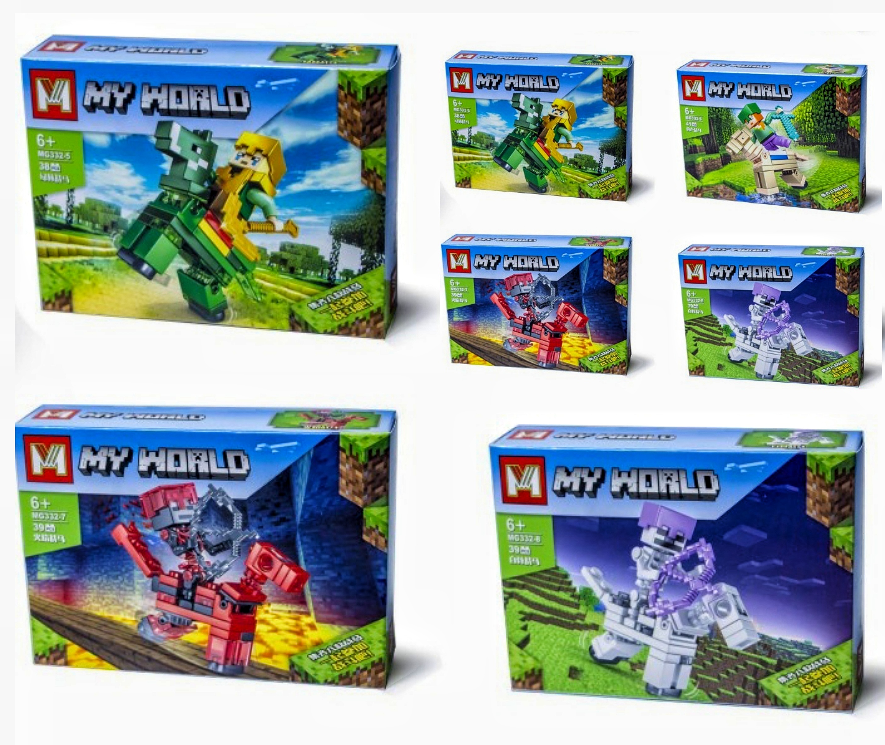 Конструктор «MY WORLD»  MG 332 , коробка, споруда, герої "Майнкрафт", 40-52 дет., фігурка, 4 види