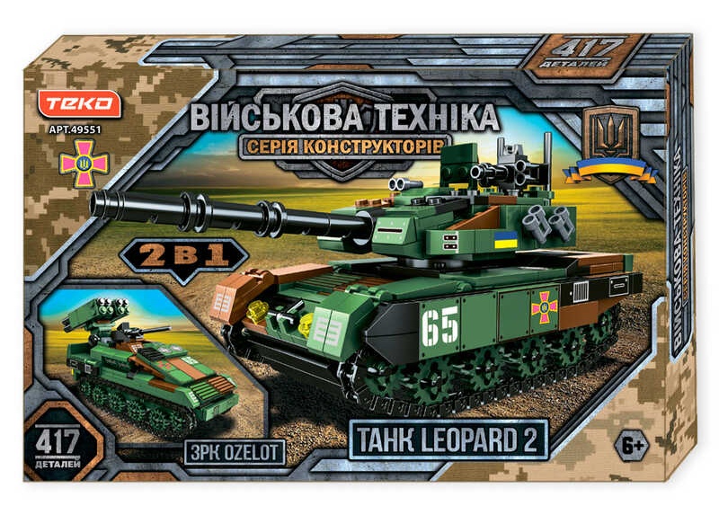 Конструктор “Військова техніка” 49551, 2в1 ,танк “LEOPARD 2” та ЗРК “OZELOT”, "Teko", 417 деталей, в коробці