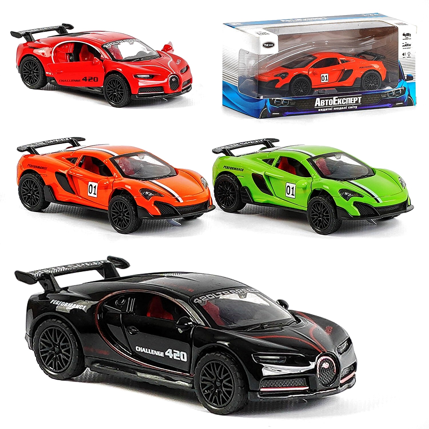 Машинка 04126, "Авто Експерт", 4 види, металопластик, 1:36, звук, світло, інерція, відчиняються двері, в коробці, МІКС ВИДІВ