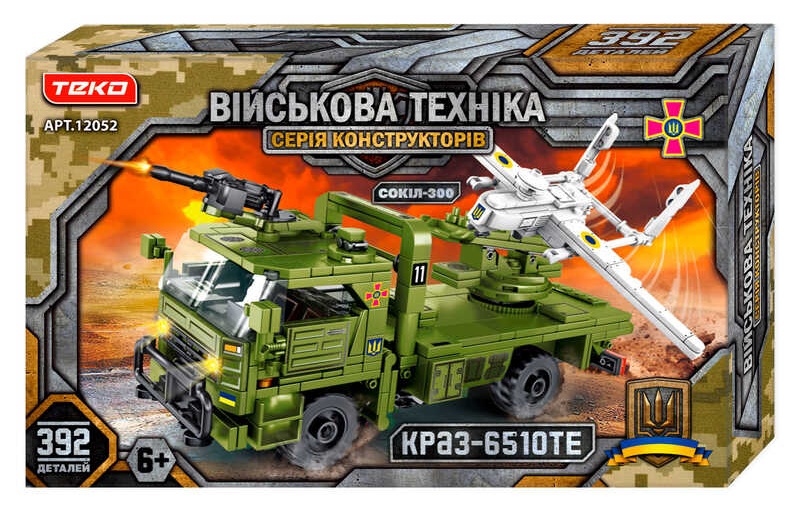 Конструктор "Військова техніка" 12052 "Teko", 392 деталі, “КРАЗ-6510ТЕ” та “СОКІЛ-300”, в коробці