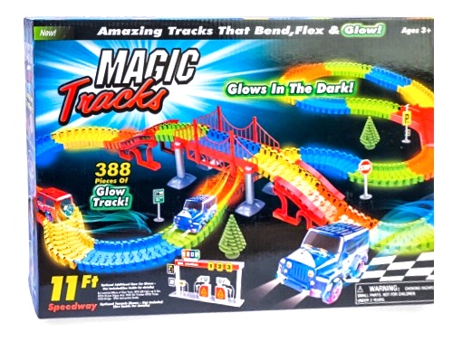 Трек 2731«Magic Tracks» ,люмінесцентний, довжина 335 см, 388 деталей, машинка, автоматична їзда, підсвічування фар, в коробці