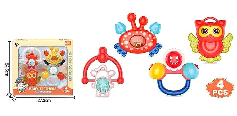 Брязкальце BM 5600-1/2 , 4 штуки, 2 види , прорізувач, в коробці