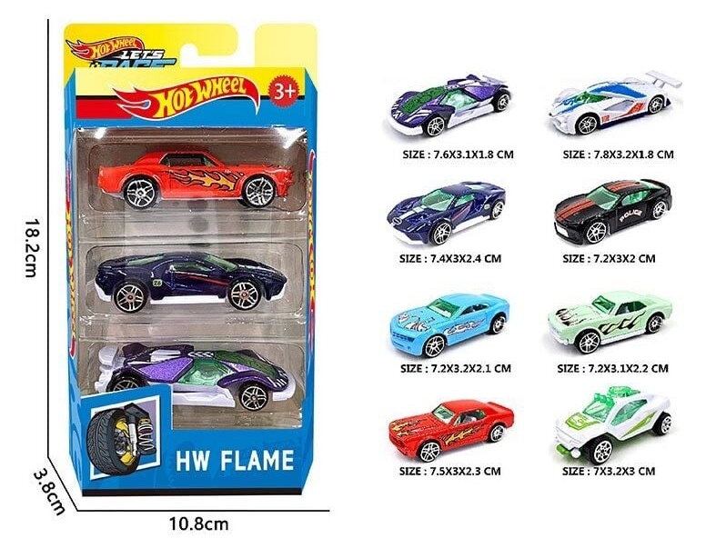 Набір машин 8803 «HOT WHEELS» , металопластикові, 3 штуки, коробці