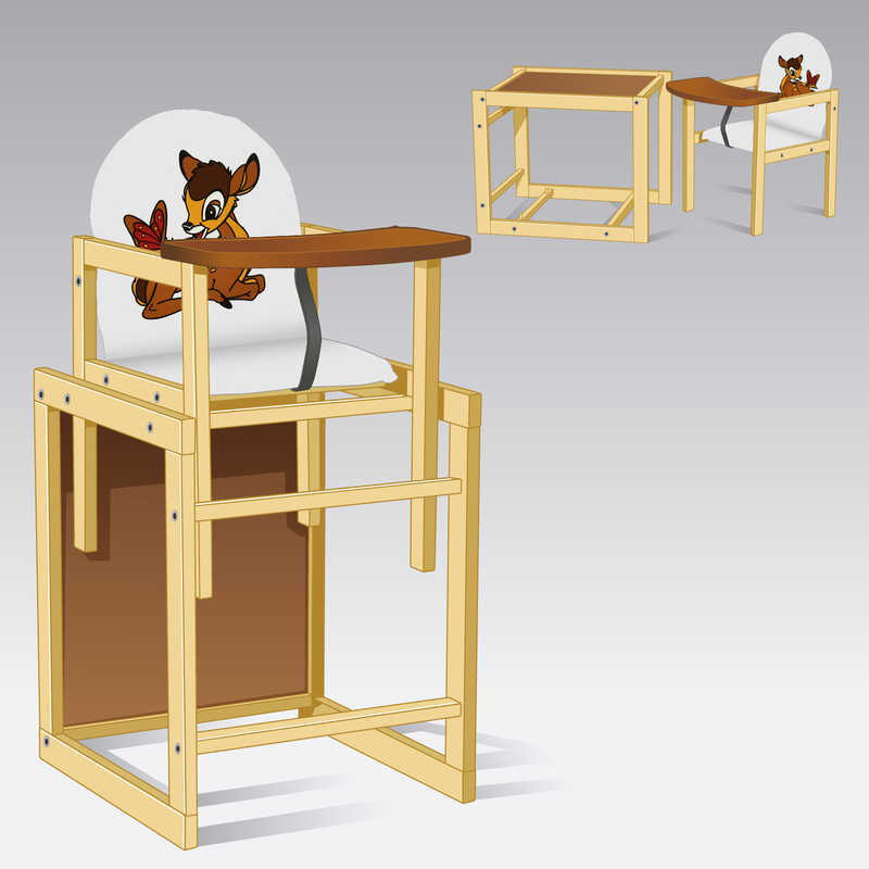 гр Стільчик / кожзам / №2015 - "Оленятко" - колір БІЛИЙ (1) ТМ "Мася"