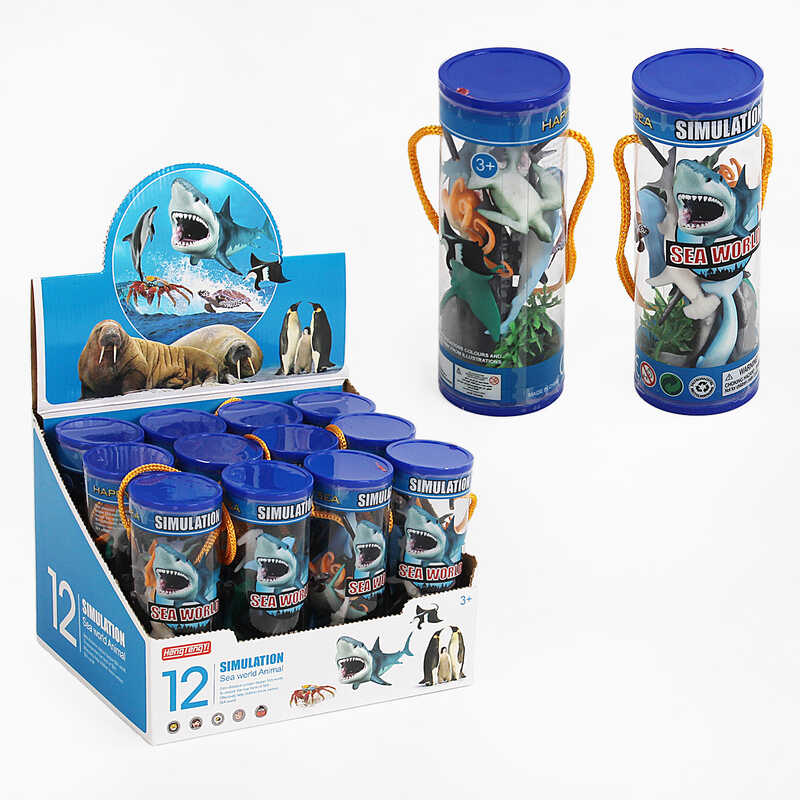 Набір тварин 985 (36/2) "Морський світ", каміння, водорості, тубус, ЦІНА ЗА 12 ШТУК В БЛОЦІ, в коробці