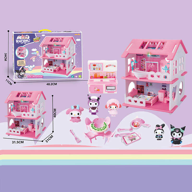 Будиночок з героями YQ 568 (24) розміри будиночка: 31,5х31х40 см, 2 поверхи, меблі, 5 фігурок героїв, іграшковий посуд, в коробці