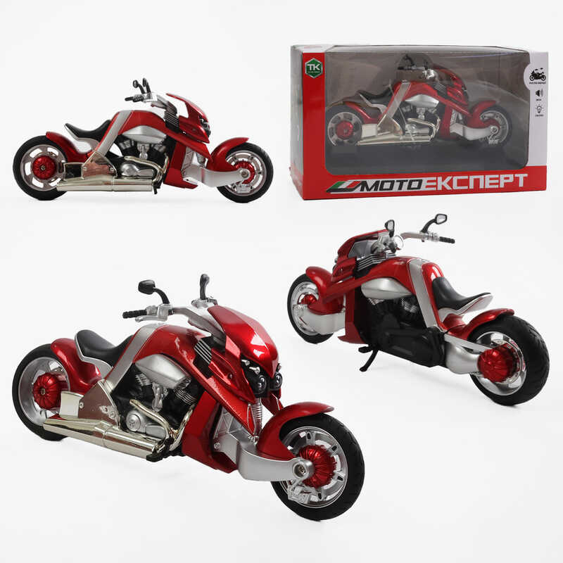 Мотоцикл BG 14-741 (48/2) "Мото Експерт", металопластик, масштаб 1:12, прогумовані колеса, підсвічування, звук, амортизація, платформа, в коробці