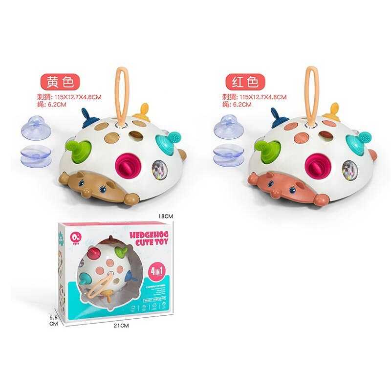 Логічний їжачок 4212 (120/2) 2 кольори, прорізувачі, брязкальце, спінер, пальчикові ігри, присоски, в коробці