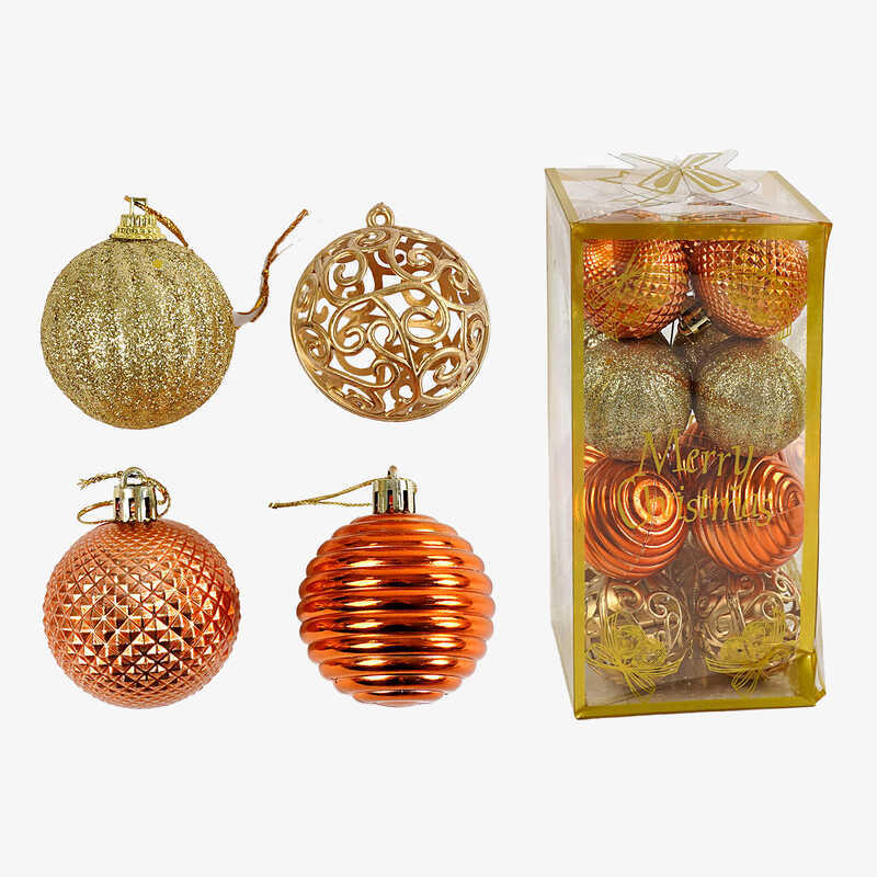 Новорічні прикраси C 67360 (90) 16 штук, кульки, D=5 см, у слюді