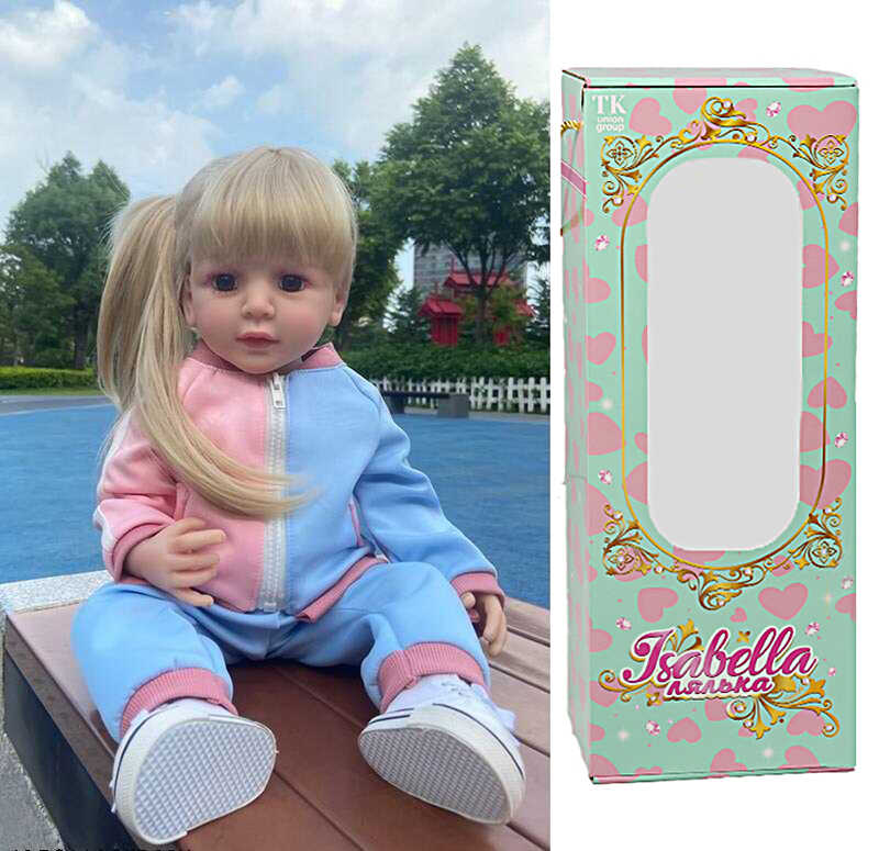 Лялька QM 109 (12) "TK Group", висота: 50 см, гумова, імітація скляних очей, пустушка, пляшечка, памперс, взуття, прикраса для волосся, в коробці