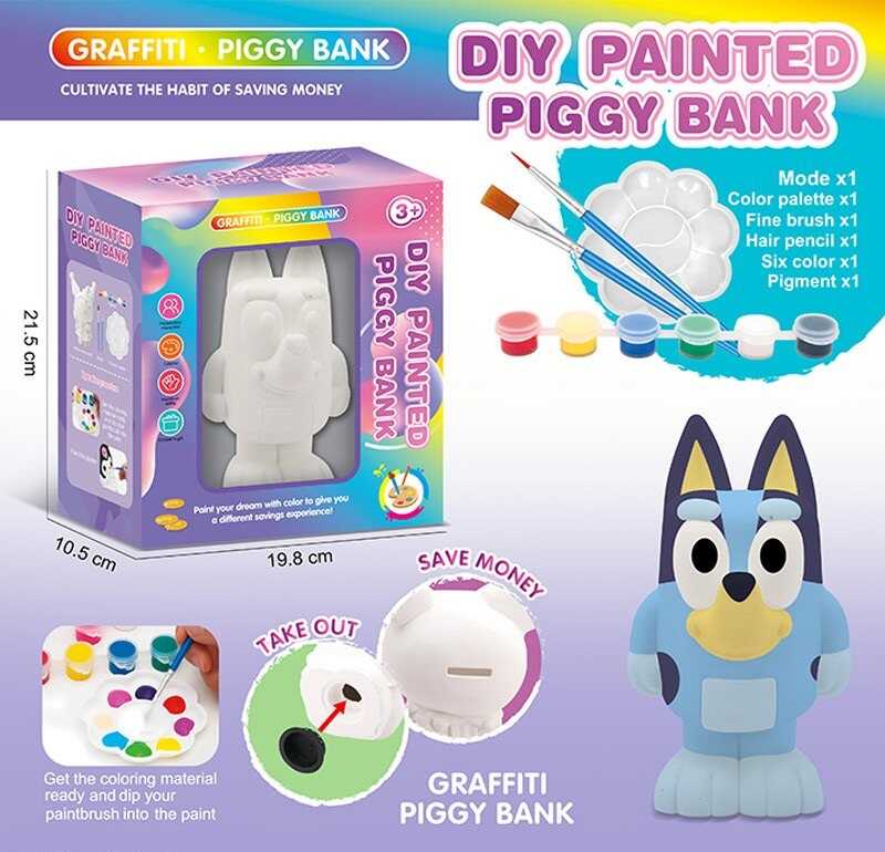 Набір для творчості FL 24505 (48/2) гіпсова скарбничка-герой, 6 кольорів фарб, палітра для змішування, 2 щіточки, в коробці