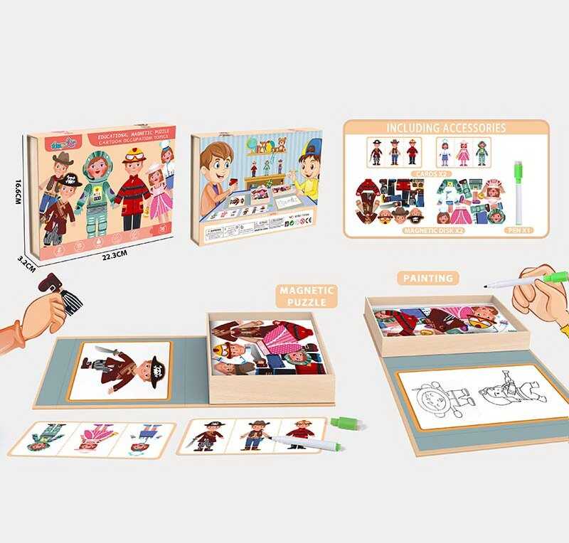 Магнітна гра XHM - 1109 A (64/2) “Професії”, 31 елемент, фломастер, в коробці