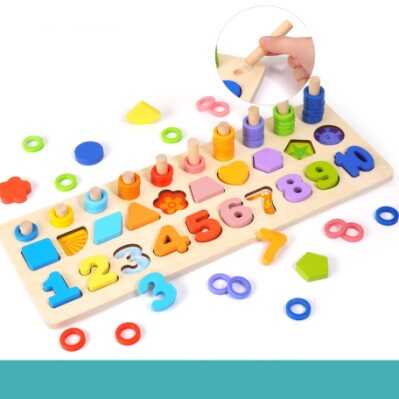Логічна дерев’яна дошка С 74624 (36) сортер, дерев'яні кілочки, кольорові кільця, цифри, фігури, в коробці