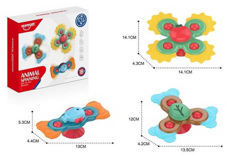 Гра антистрес HE 0107 (72) 3 шт, 3 спінери на присосках, у коробці