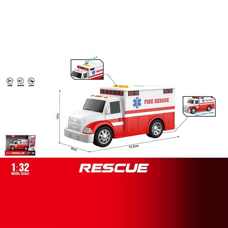 Спецтехніка WY 1109 A (96) "Пожежний автомобіль", звук, підсвічування, масштаб 1:32, інерція, в коробці