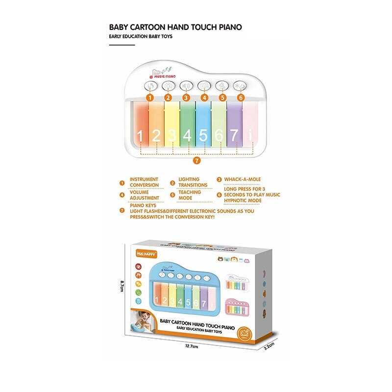 Піаніно YK 7018 C (120) підсвічування, кілька режимів, 8 клавіш, мелодії, гра на швидкість реакції, режим навчання, регуляція гучності, в коробці