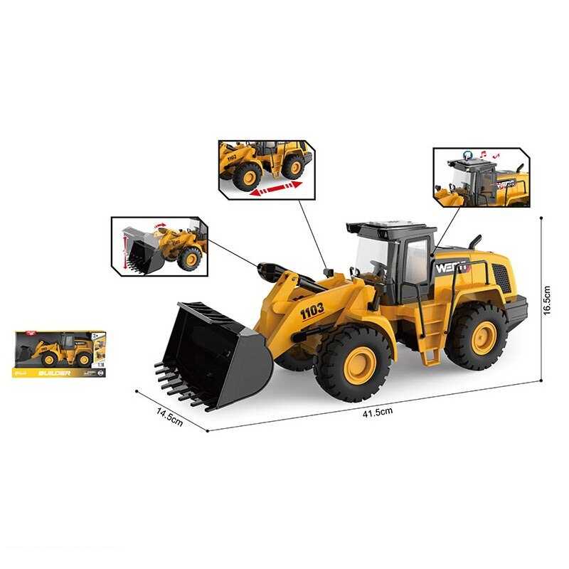 Спецтехніка WY 1103 A (12) “Екскаватор”, звук, підсвічування, інерція, гумові колеса, масштаб 1:10, в коробці