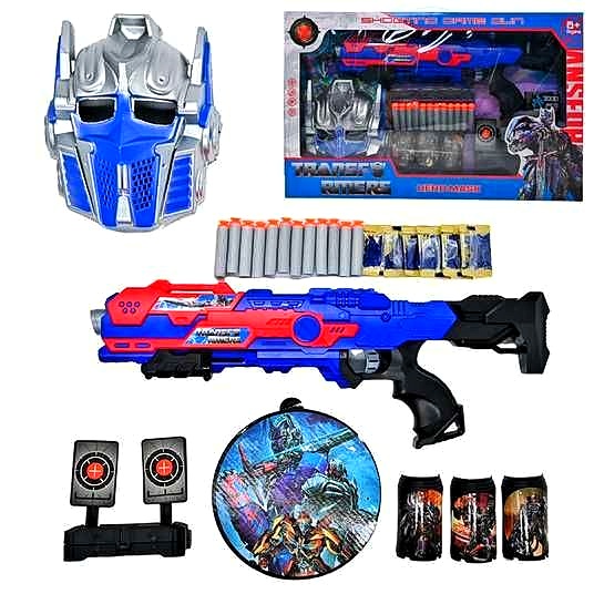 Набір героя з автоматом 894 , “Супергерой”, автомат з механічним принципом, стріляє орбізами та м’якими патронами, маска, 3 види мішені, в коробці