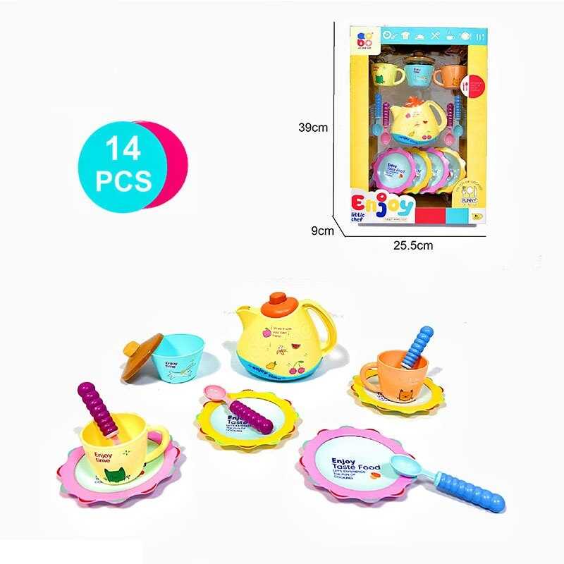 Набір посуду ABS 686-35 (24) 14 елементів, чайник, чашки, тарілочки, в коробці