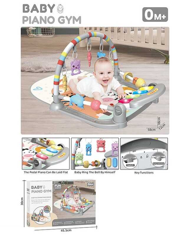 Килимок 8808-6 (18) звук, мелодії, підсвічування, піаніно, брязкальця, ростомір, в коробці