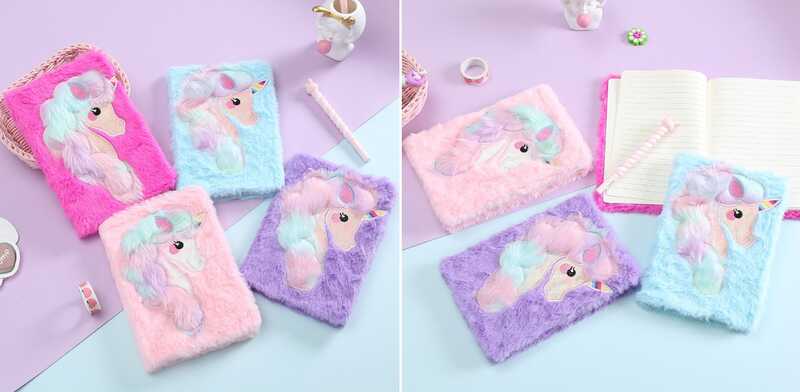 Блокнот М 15021 (120) 4 кольори, хутряна обкладинка, єдиноріг, у лінійку, у пакеті, ВИДАЄТЬСЯ ТІЛЬКИ МІКС ВИДІВ