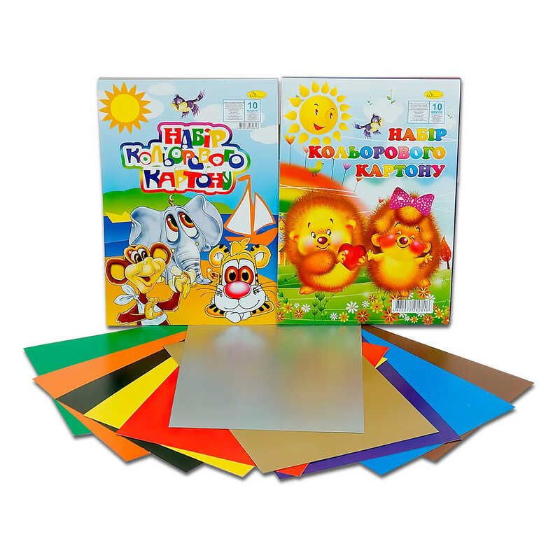 гр Набір кольорового картону А4 10 аркушів КК-А4-10 / АП-1104 (20) "Апельсин"