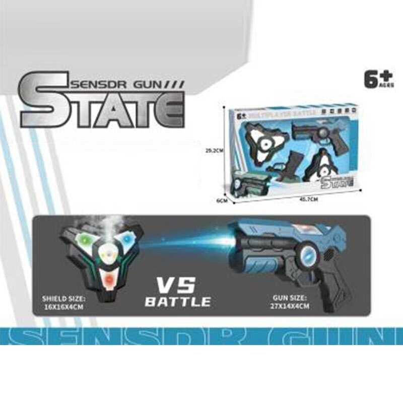 Набір пістолетів з мішенню CH 211 (24) 2 бластери, 2 мішені, підсвічування, вібрація, звук, парогенерація, ремені, в коробці