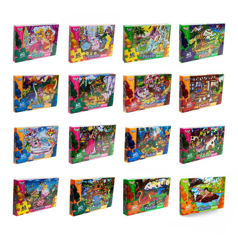 гр Пазли 60 ел. максі с.8 Mx60-08-01,02,03,04...16 (16) ВИДАЄТЬСЯ ТІЛЬКИ МІКС ВИДІВ, "Danko Toys"