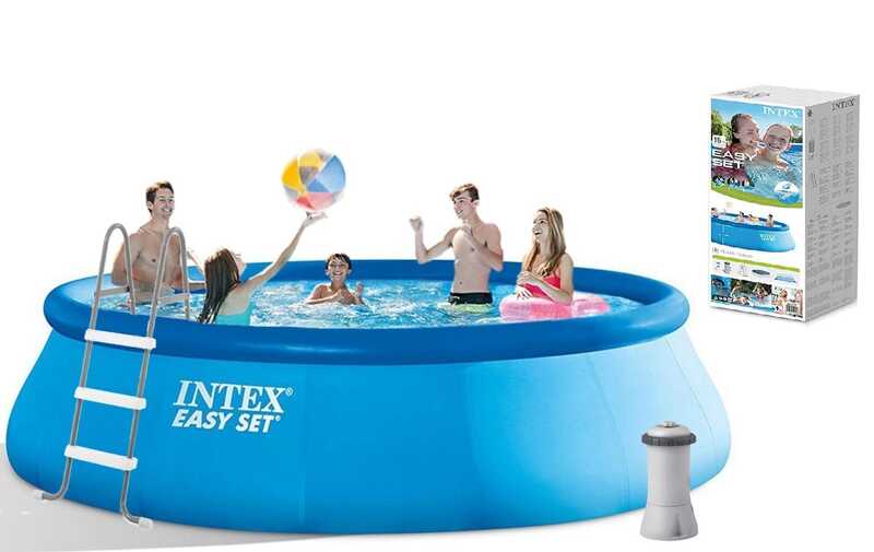 Intex Басейн 26166 NP (1) об'єм-12430 л, фільтр+насос, 457х107 см (3785л/рік, драбина, тент, підстилка)