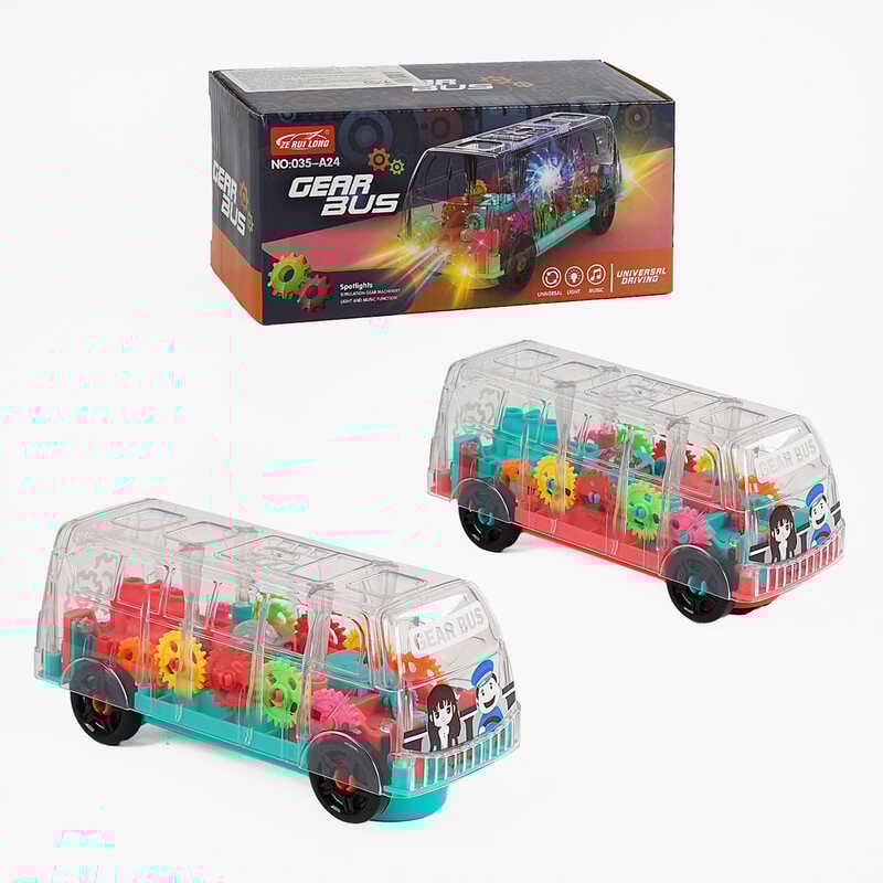 Автобус 035 А-24 (120/2) 2 кольори, 3D підсвічування, 2 режими, звук, мелодія, колеса вільного ходу, в коробці